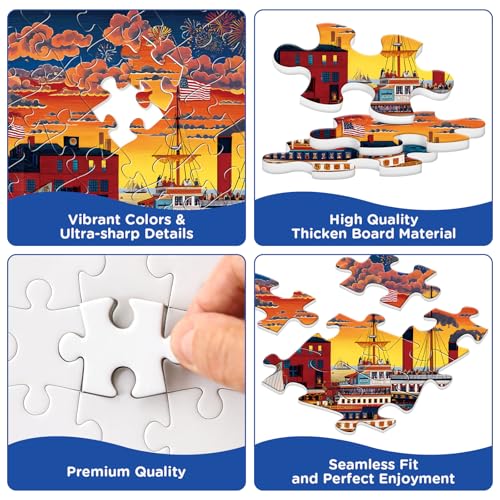 500 Piece Puzzle for Adults, Patriotic Harbor View Jigsaw Puzzle 500 Pieces - color: Set Sail
