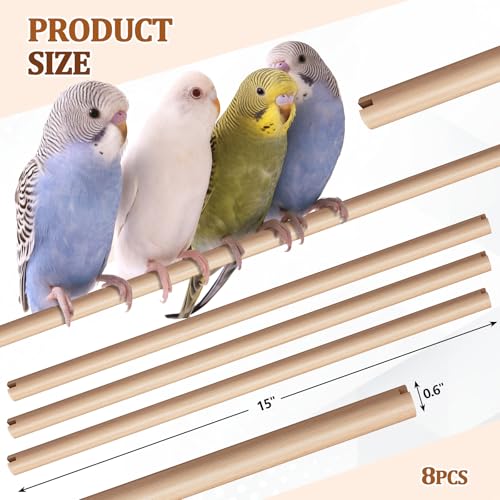 Sintuff Bird Perches Natural Wood Double Slots, 15 Inches, 8 Pcs - size: 15 Inches