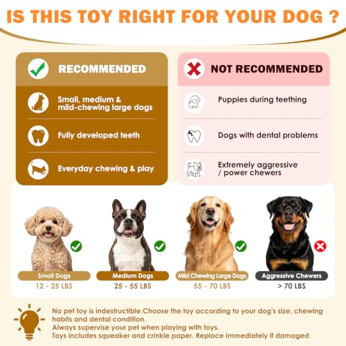 WOWBALA Interactive Tug of War Dog Toys for Small to Large Breeds-Squeaky Puppy Toys with Crinkle Paper, Stuffed Chew Dog Toys to Keep Them Busy, Training Reward Gift (Orange) - color: Orange
