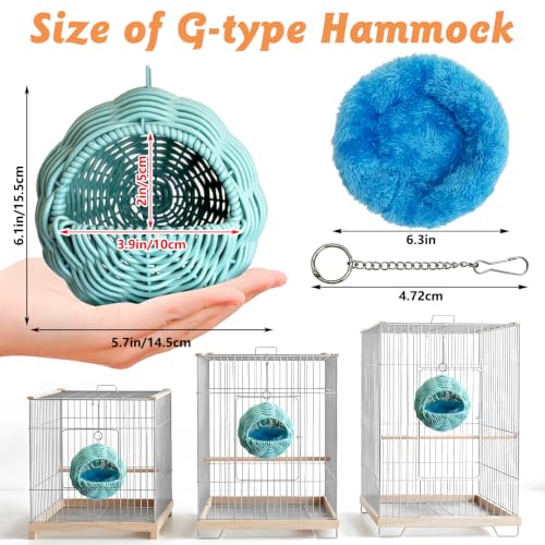 BNOSDM Bird Nest with Soft Pad Hanging Small Parrot Bed Set (Blue) - color: Blue Hanging Nest - G-Type