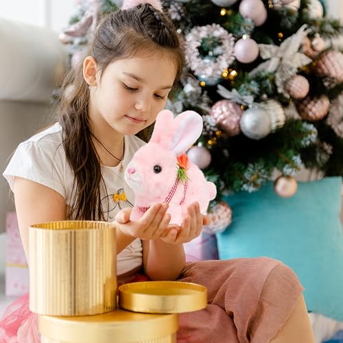 Easfan Walking Pink Bunny Interactive Plush Toy with Sounds for Kids 7" - style: Bunny_Pink_Carrot