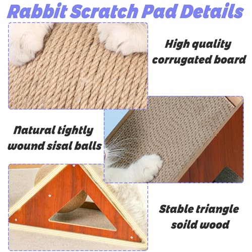 Rabbit Scratching Pad Cardboard, Natural Sisal Bunny Scratch Ball 2-in-1 Rabbits Enrichment Toys Pet Scratcher Interactive Toy for Indoor Bunnies Ferrets Chinchillas Small Animals