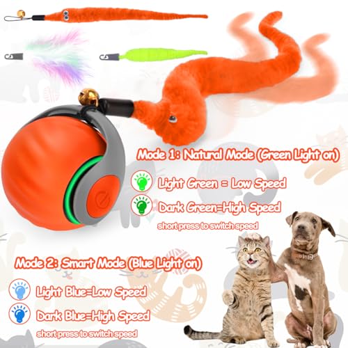 Mity rain Interactive Cat Toy Ball, Rechargeable Cat Toys for Indoor Cats - color: Orange