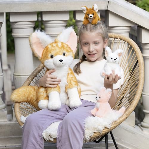 Fennec Fox Plush Toy with 3 Babies, 17.4" Fox Stuffed Animal - style: Fennec Fox
