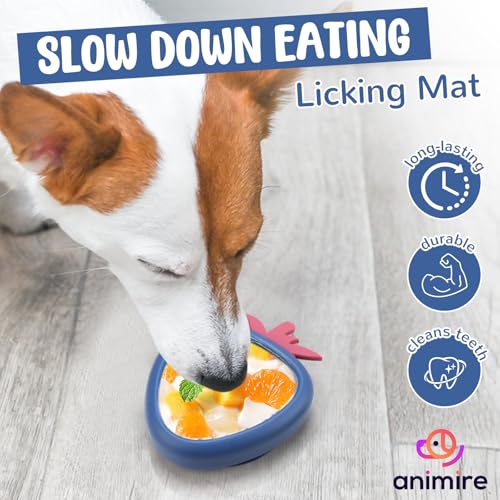 Freeze Dog Lick Bowl, Animire Non-Slip Slow Feeder Lick Mat for Dogs, Silicone Dog Enrichment Bowl for Distraction Anxiety Relief Boredom, BPA Free, Dishwasher Safe(Dark Blue,L) - color: B- Dark blue, size: L