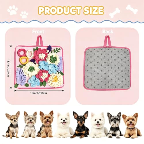 Snuffle Mat for Dogs, Slow Feeder Dog Puzzle Toy, Pet Enrichment Mat - size: 15"L x 15"W
