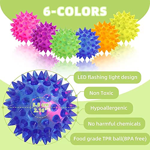 24 Pack Rubber Blinking Squishy Stress Relief Sensory Ball Toys LED Flashing Fidget Spiky Therapy Balls or Kids Teens Adults Stress Relief Party Favors - style: 24 Pack