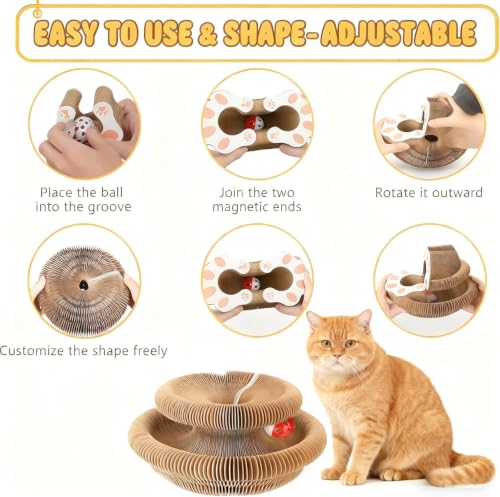 Cat Scratcher Toys for Indoor Cats - Kitty Kurlz Magic Organ Cat Scratcher Board, Cardboard Cat Scratching Board Ball Scratcher Pad - color: 1pc