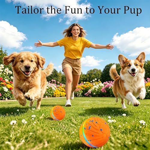 Interactive Dog Ball Toy, 3 Play Modes Smart Moving Bouncing Dogs Ball - color: Orange