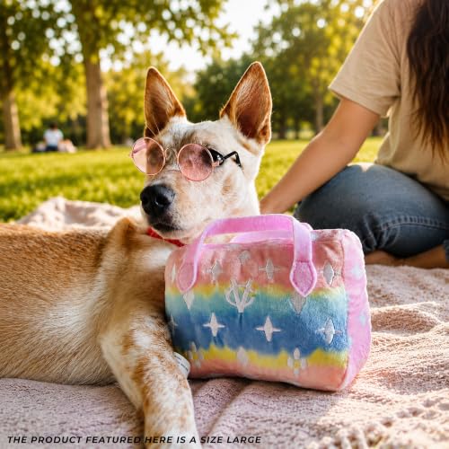 Haute Diggity Dog Chewy Vuiton Handbag Plush Dog Toy, Designer Parody Toy - color: Pink Ombre Purse, size: Large
