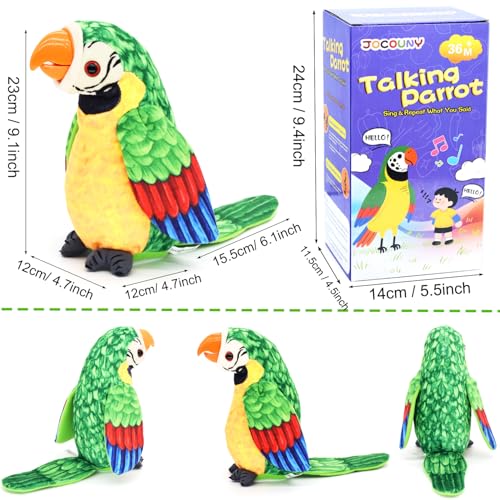 Talking Parrot Toy for kids - Moving Beak, 4-Level Volume Control, 30 Songs