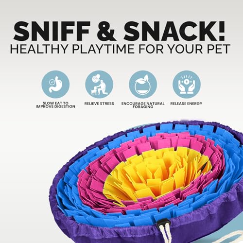 PET ARENA Snuffle Mat Dog Puzzle Feeder for Slow Eating & Brain Training - color: Yellow Rose Blue