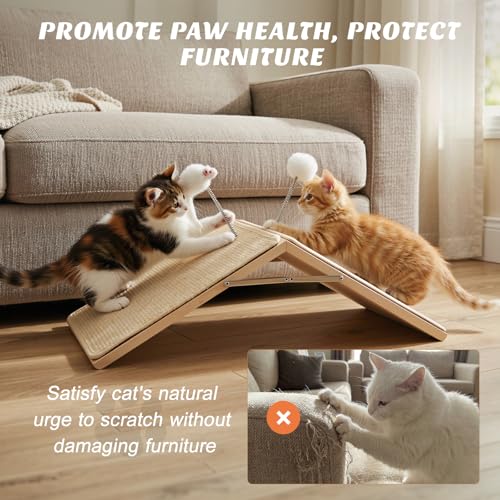 Cat Scratcher, Sisal Scratching Ramp Foldable Kitten Interactive Toy - style: Triangle