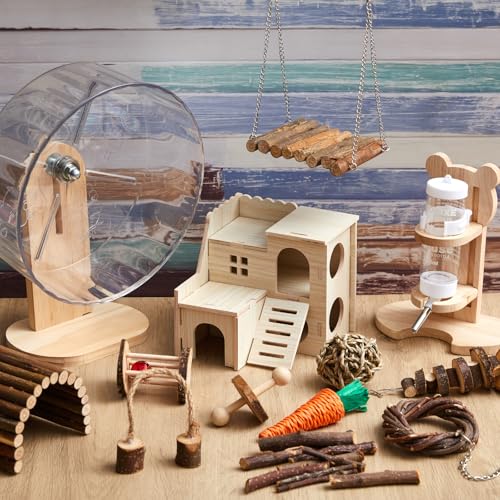 18 Pcs Hamster Accessories for Cages 10 Kinds Hamster Toys Set - style: Mixed Play Style