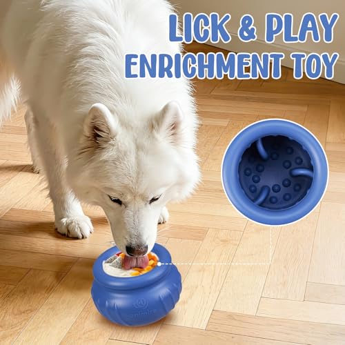 Wobbly Dog Enrichment Lick Toy, Stuffable Frozen Lick Bowl to Keep Dogs Busy, Long-Lasting Interactive Treat Dispensing Dog Toy, Silicone Fetch Catch Chew Toy(Dark Blue,S) - color: Dark blue, size: S