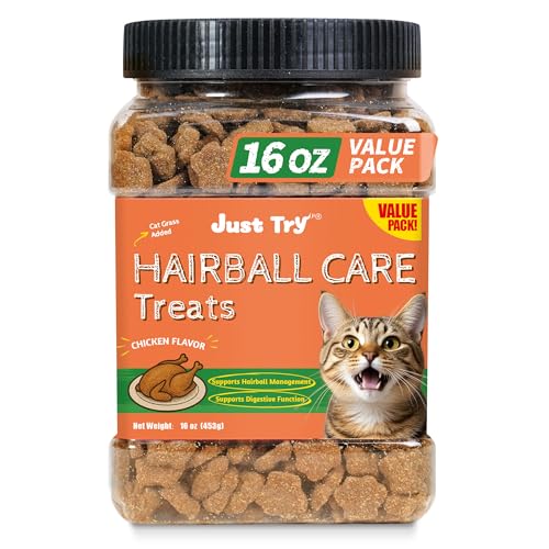 Just Try Hairball Support Healthy Cat Training Treats - size: 16 OZ