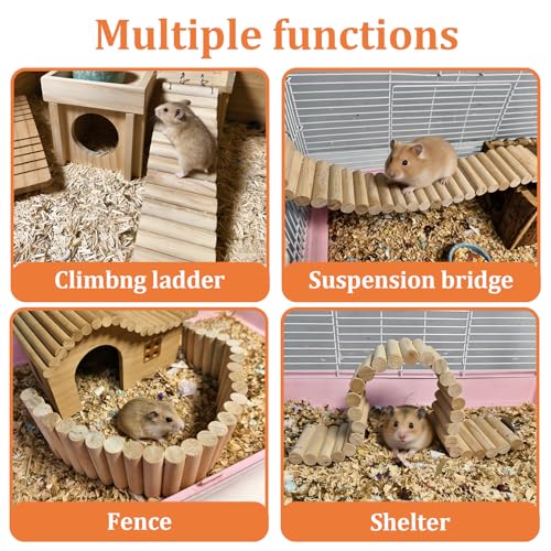 15.7x2.4In Wood Hamster Bridge Climb Toys for Rat Gerbil Sugar Glider Mice