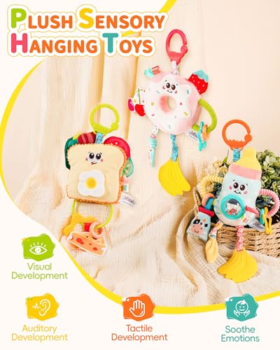 Jollybaby Pull Down Car Seat Stroller Hanging Toy for 0-12 Month Baby Toast - style: Toast