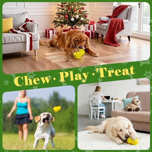 Kimee Natural Rubber Dog Chew Toys Dog Toys for Aggressive Chewers Gourd - color: Yellow-Gourd