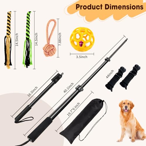 Flirt Pole for Dogs, 40" Extendable Aluminum Teaser Pole with 4 Lures - size: 40"(102cm)