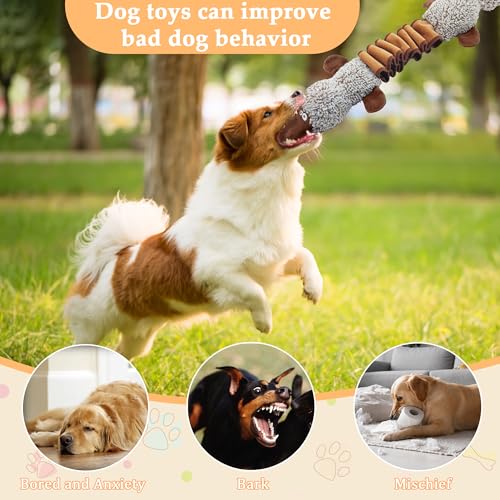 Squeaky Dog Toys, Stuffed Large Dog Toys to Keep Them Busy, Interactive Plush Chew Toys with Crinkle Paper, Tough Pet Animal Toys for Small Medium Large Dogs - Platypus - color: Brown