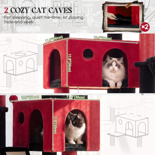 Globlazer Large Cat Tree 72in Tall Cat Climbing Tower, F72G, Gothic - color: Black Red