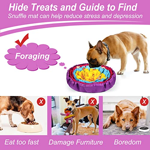 Vivifying Snuffle Mat for Dogs, 17 in Sniffing Bowl, Yellow, Blue & Purple - color: Yellow&Blue&Purple