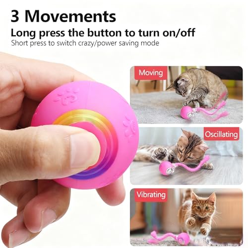 Speed 2.0 Tail Interactive Cat Toys, Rechargeable Ball for Indoor Cats - color: Pink