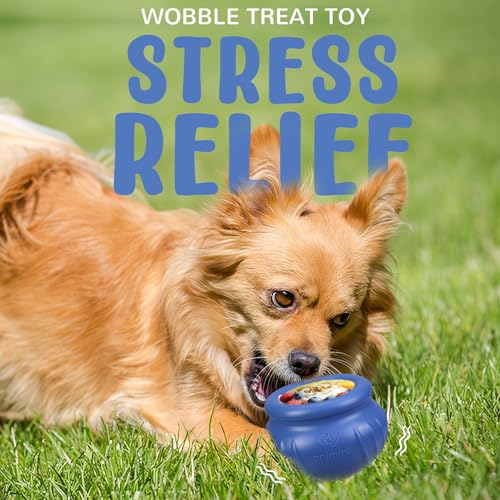 Wobbly Dog Enrichment Lick Toy, Stuffable Frozen Lick Bowl to Keep Dogs Busy, Long-Lasting Interactive Treat Dispensing Dog Toy, Silicone Fetch Catch Chew Toy(Dark Blue,L) - color: Dark blue, size: L
