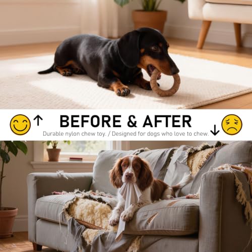 MECOOL Indestructible Dog Chew Toys for Aggressive Chewers 3PCS, Durable Bacon Flavored Nylon Bones for Small Dogs, Puppy Teething Toys, Long Lasting Nylon Dog Chews - size: 3PC-A
