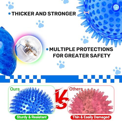 4 Pack 4.5" Light Up Squeaky Dog Balls, Spiky Dog Toy Balls for Medium Large Dogs - size: 4.5 Set of 4