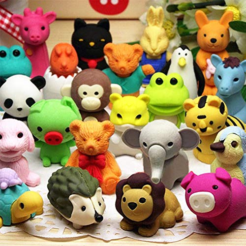 URSKYTOUS 46Pcs Animal Erasers Desk Pets for Kids,Classroom Prizes - style: 46Pcs