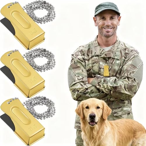 Jenaai 3 Pieces Brass Dog Training Clicker with Chain for Dogs Cats, Gold - color: Gold