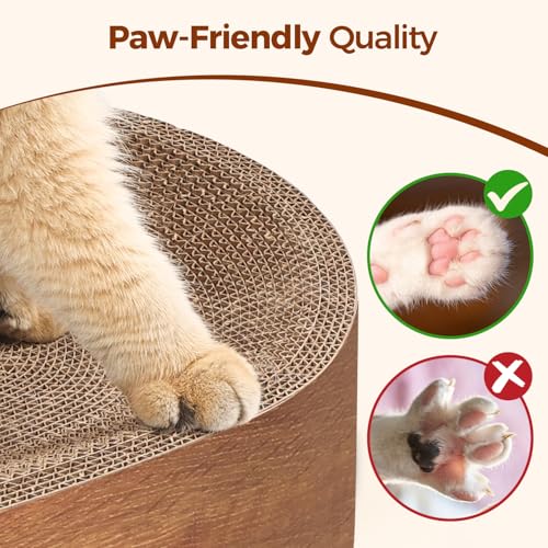 ComSaf Cat Scratcher Bed, Oval Cardboard Scratch Pad Bowl for Indoor Cats