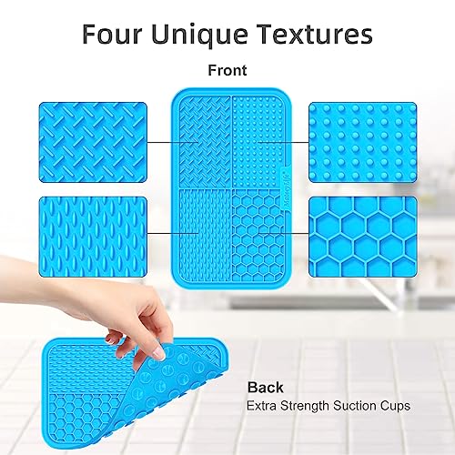 MateeyLife Lick Mat for Dogs & Cats, Slow Feeder Licking Pads for Boredom - color: Blue&Green, size: 9.9'' × 6''