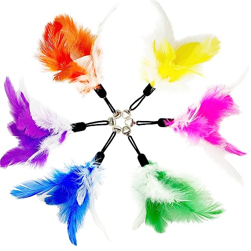 Cat Feather Toys Refills, 14 Pieces Natural Feathers Refills, Cat Wand Replacement Feathers Toy for Indoor Cats - color: 14 PCS Cat Feather Toy Refills