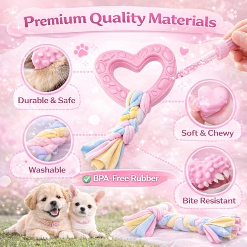 Halloween Puppy Chew Toys, 6 Pack Teething Toys for Small Breed Puppies - color: 6 Pack Pink Chew Toys