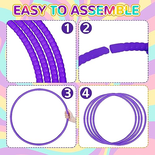 Shappy 6 Pcs Exercise Hoop Set Detachable Adjustable - color: Purple, size: 26 Inch