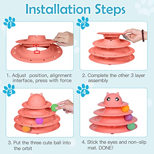UPSKY 20 PCS Cat Toys Set with Teaser, Mice, Spring, and Various Ball Toys - color: B-Red