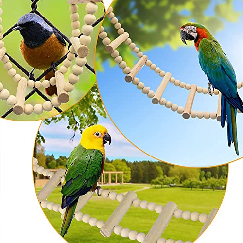 Bird Ladder Bridge, Wooden Pet Hamster Climbing & Swing Toys, Cage Accessories for Birds Rats Parrots Hamster Squirrel Sugar Gliders Parakeets Cockatiels - 16 Steps - 36.6 x 3.14 Inch - size: 16 Steps - 36.6 × 3.14 Inch