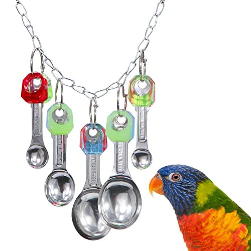 Litewoo Bird Stainless Steel Bell Toys, Safe and Stable Hanging Spoons Pipe Chew Bite Toy（E） - color: Toy E