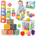Qirptey Montessori Baby Toy,Stacking Cups Blocks Sensory Bin Teething Toys