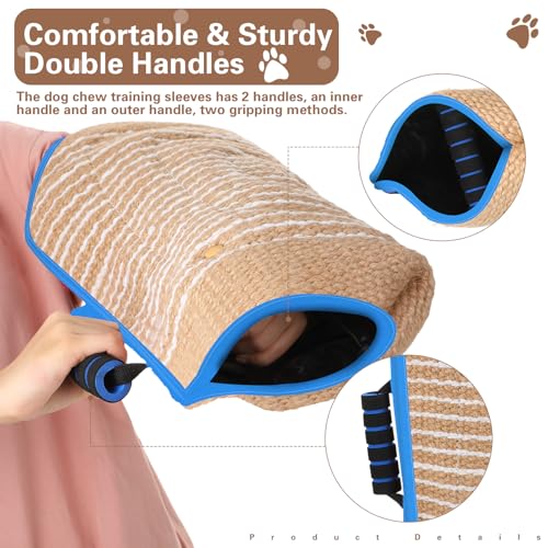 Leyndo 4 Pcs Dog Training Sleeve Set with Tug Pillow Stick Ball, Blue - color: as shown on the picture