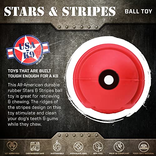 SodaPup USA-K9 Stars & Stripes – Durable Dog Ball Toy & Chew Toy Made in USA from Non-Toxic, Pet-Safe, Food Safe Natural Rubber for Bonding, Mental & Physical Exercise, Problem Chewing, Calming & More - color: Stars & Stripes Red, size: Large