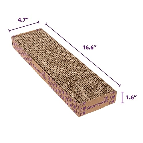 SmartyKat Super Scratcher Corrugated Cat Scratcher and Scratch Pad for Cats, Catnip Infused with Catnip, Scratchers for Indoor Cats and Kittens, Cardboard Scratching Post (Pack of 12) - size: (Pack of 12), style: Rectangle Scratcher