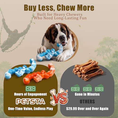 PETSTA Indestructible Dog Toys for Aggressive Chewers - color: 2 Pack