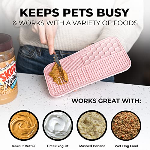 Pup Culture Dog Lick Mat for Dogs, Feeding Pad for Anxious Pets Plus 4 Different Puzzles for Mental Stimulation for Dogs - Supports Mental, Dental, and Digestive Health, Bite Resistant and Heavy Duty - color: Pink, size: 1 Pack