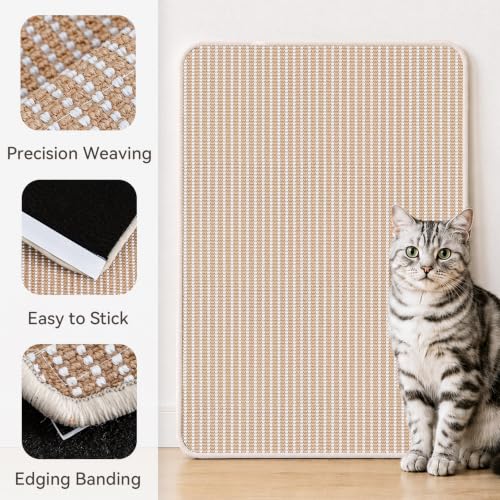 Large Cat Scratcher Mat, 39.3"×23.6" Sisal Cat Scratch Pad - color: Beige, size: 1 Pack-39.3"x23.6"