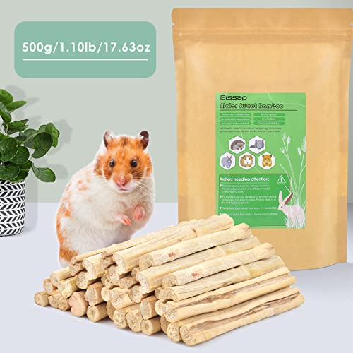 Bissap Sweet Bamboo Chew Sticks for Rabbits 500g/1.1Ib, Bunny Molar Treats Snack for Small Animals Hamsters Chinchillas Guinea Pigs Squirrels Natural Teeth Grinding Toys - size: 1 Count (Pack of 1)
