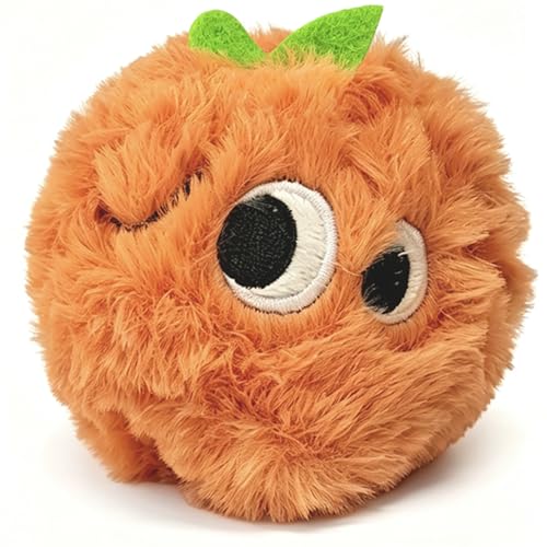 Squeaky Plush Ball Dog Toys for Small Medium Dogs, 3'' Soft Fuzz Ball - color: Orange Dog